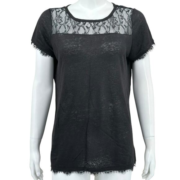 Sundance Tops - Sundance Top Women Medium Black Natural Charms Tee Linen Witchy Whimsigoth Fairy